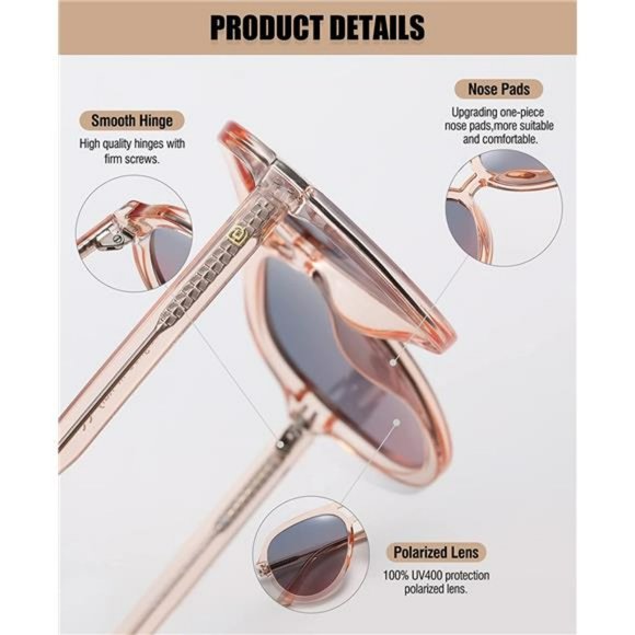 Retro Aviator Polarized Sunglasses Women Men Vintage Double Bridge Sun Glasses